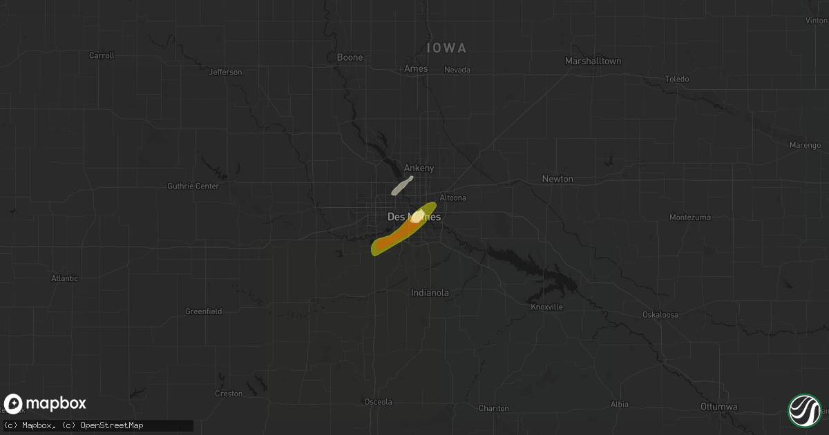 Hail map in Des Moines, IA on April 17, 2026