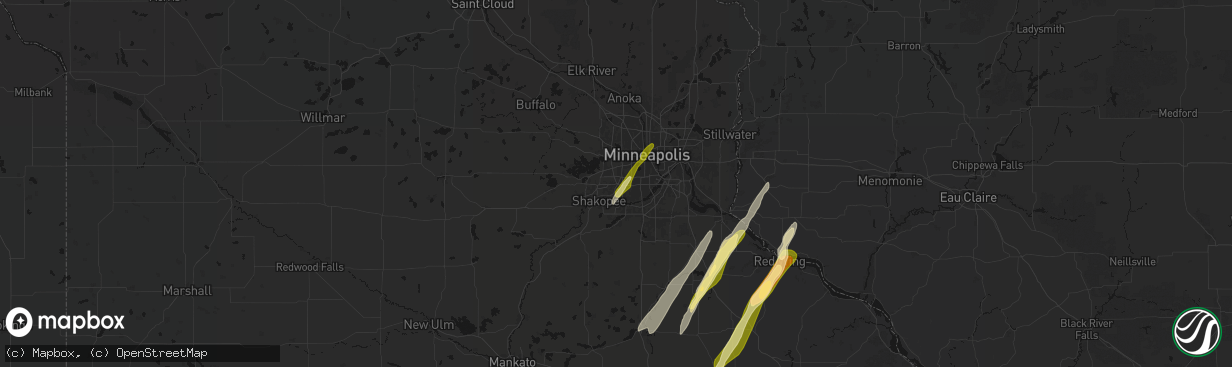 Hail map in Eden Prairie, MN on April 17, 2026