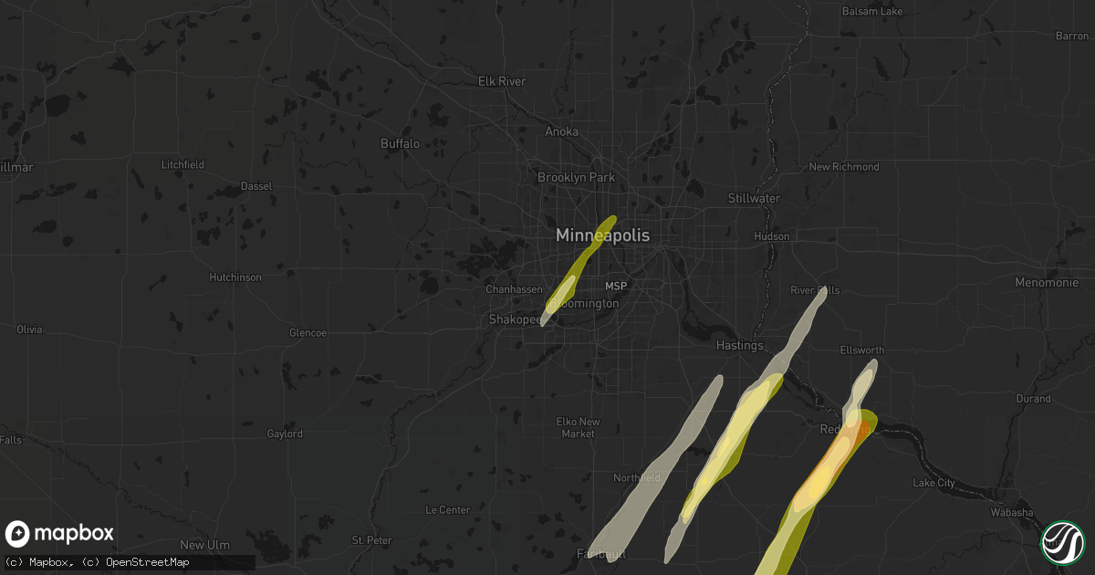 Hail map in Eden Prairie, MN on April 17, 2026