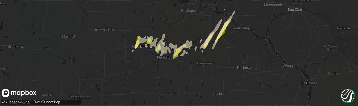 Hail map in Elysian, MN on April 17, 2026