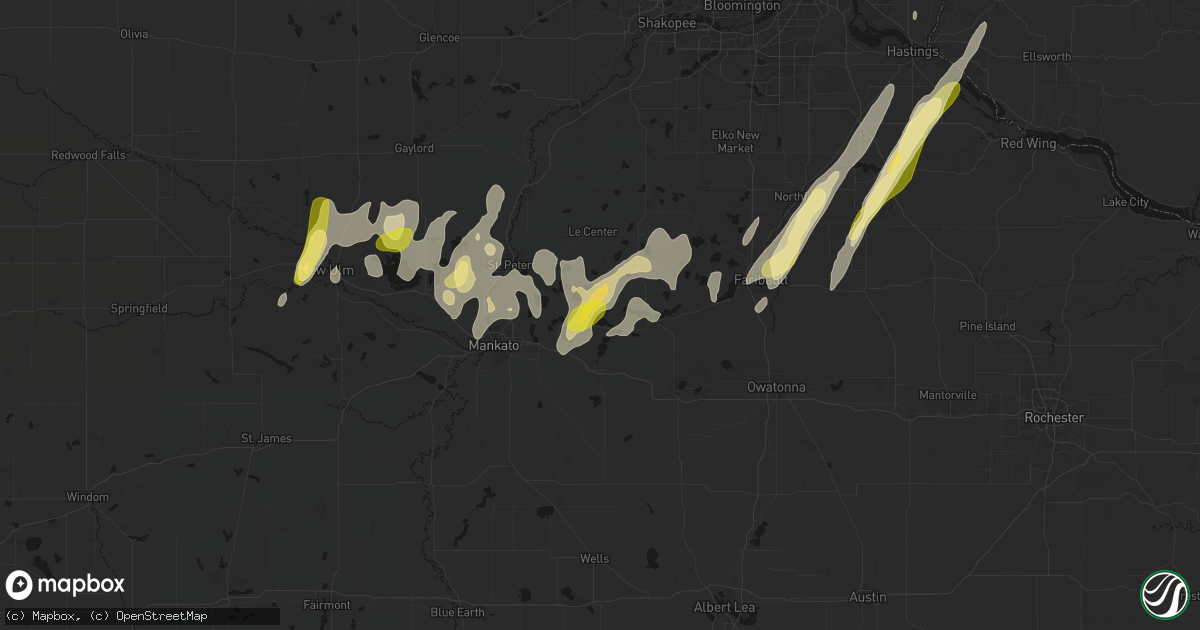 Hail map in Elysian, MN on April 17, 2026