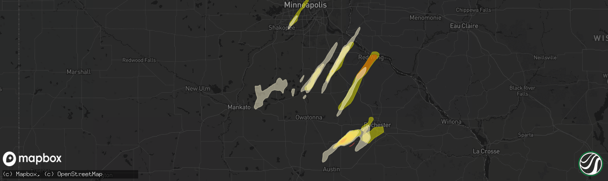Hail map in Faribault, MN on April 17, 2026