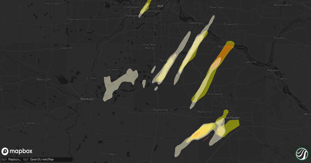 Hail map in Faribault, MN on April 17, 2026
