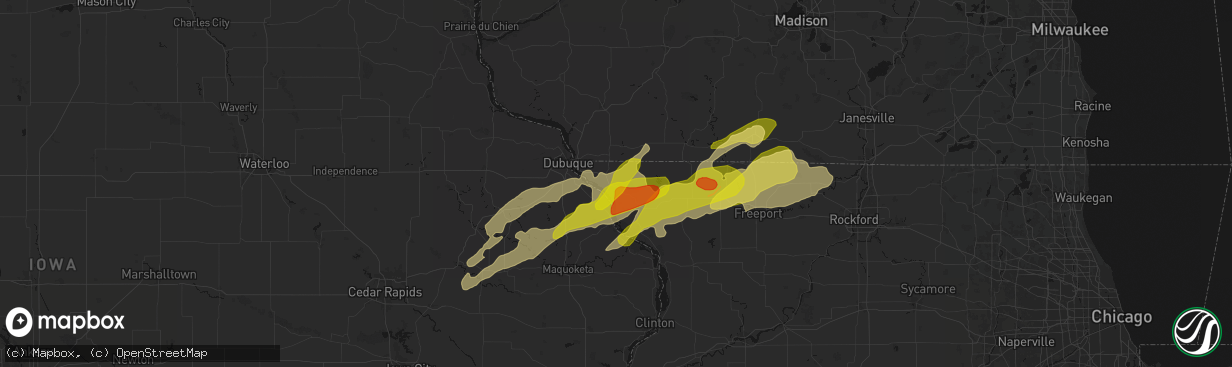 Hail map in Galena, IL on April 17, 2026