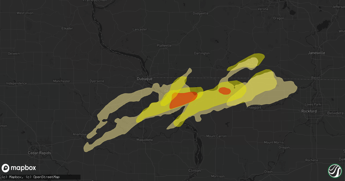 Hail map in Galena, IL on April 17, 2026