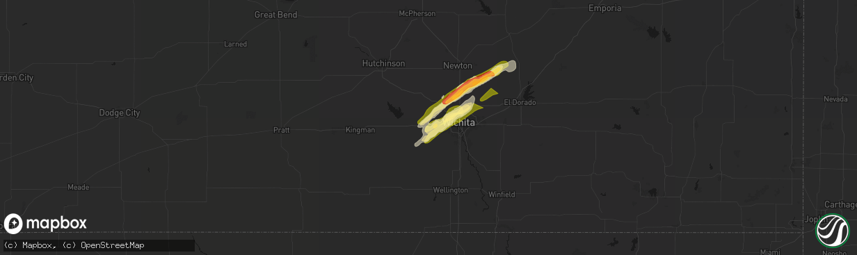 Hail map in Goddard, KS on April 17, 2026
