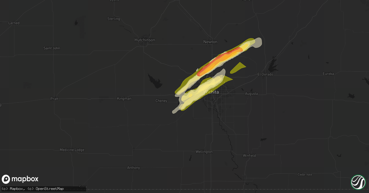Hail map in Goddard, KS on April 17, 2026
