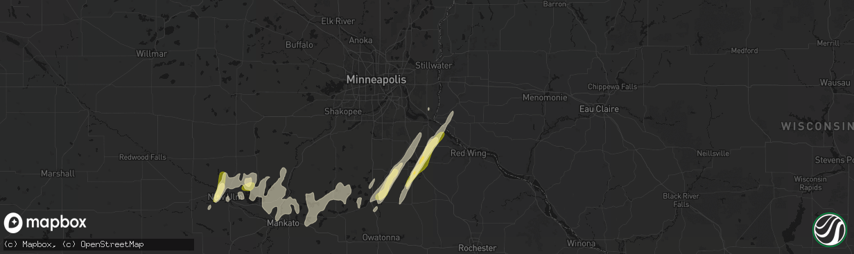 Hail map in Hastings, MN on April 17, 2026