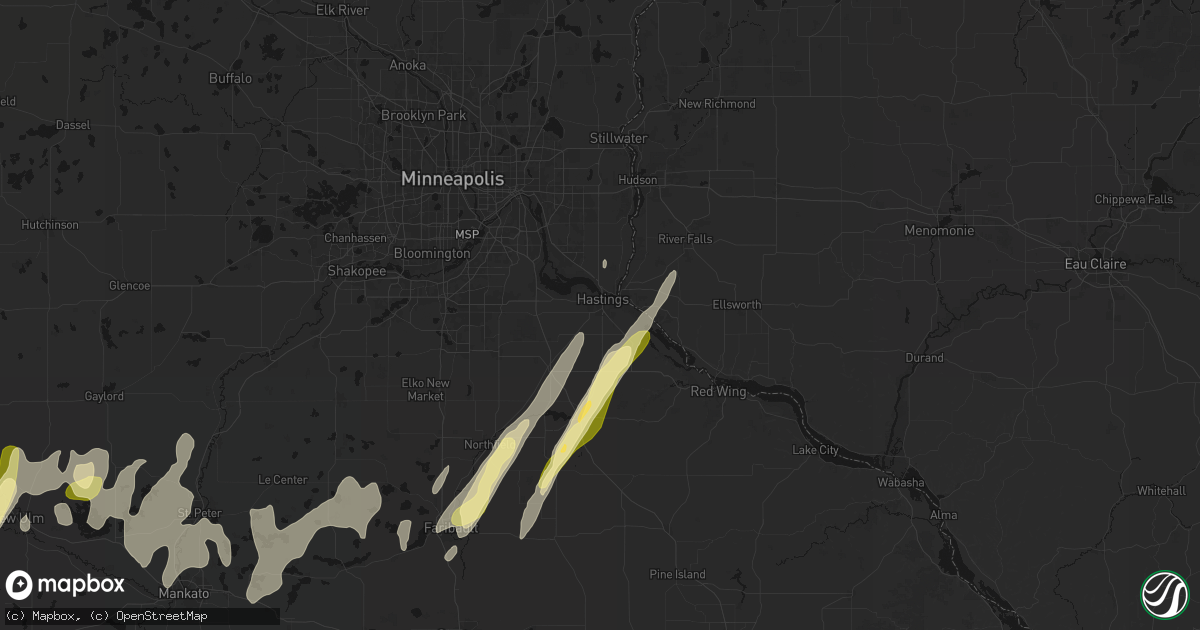 Hail map in Hastings, MN on April 17, 2026