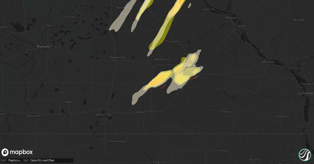 Hail map in Hayfield, MN on April 17, 2026