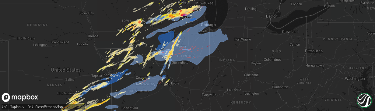 Hail map in Illinois on April 17, 2026