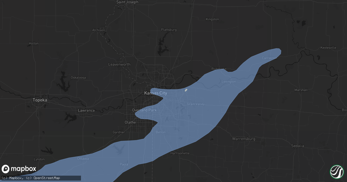 Hail map in Independence, MO on April 17, 2026