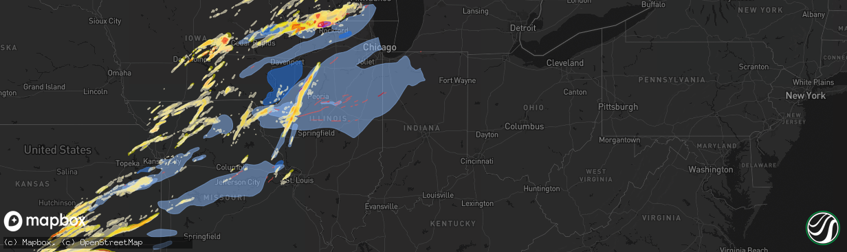 Hail map in Indiana on April 17, 2026