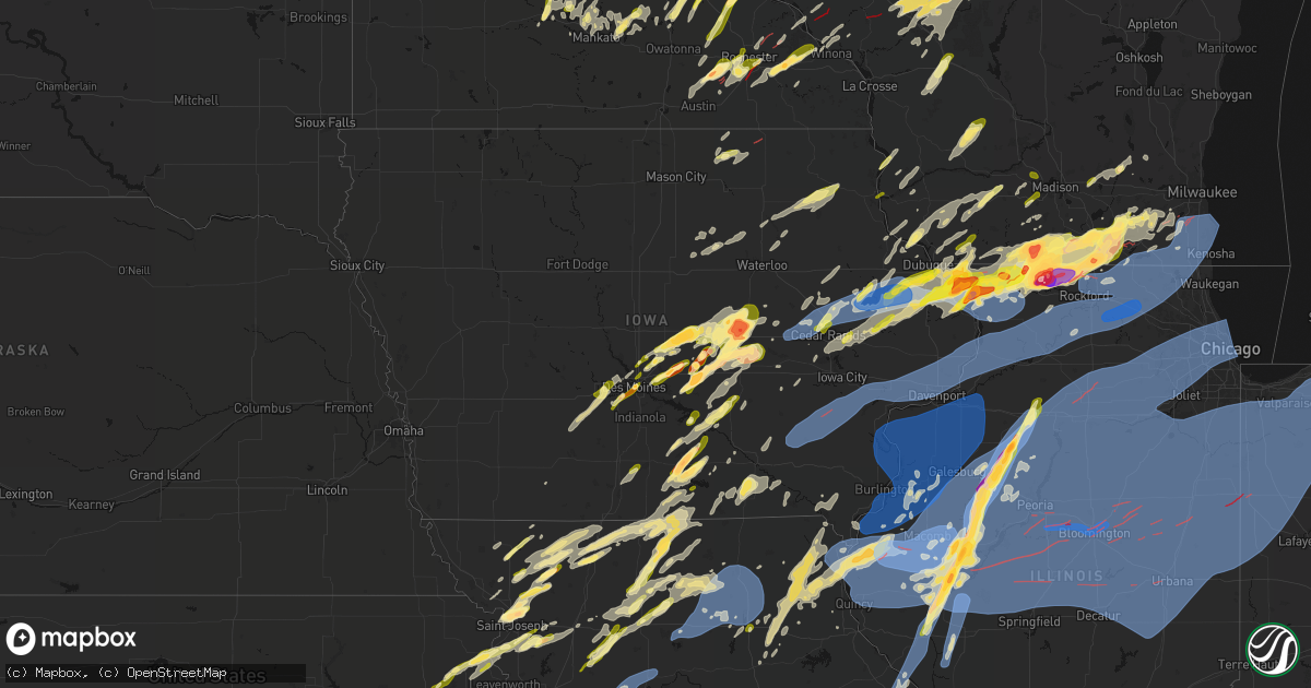 Hail map in Iowa on April 17, 2026