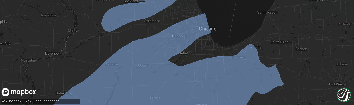 Hail map in Joliet, IL on April 17, 2026