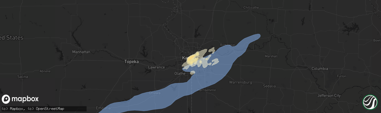 Hail map in Kansas City, KS on April 17, 2026