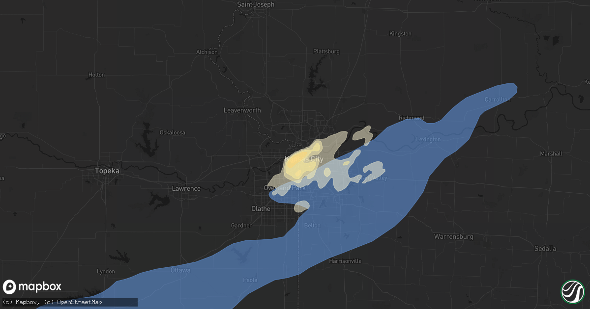 Hail map in Kansas City, KS on April 17, 2026