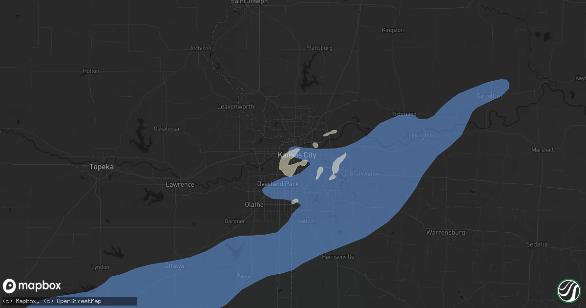 Hail map in Kansas City, MO on April 17, 2026