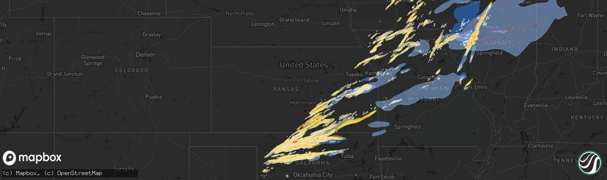 Hail map in Kansas on April 17, 2026