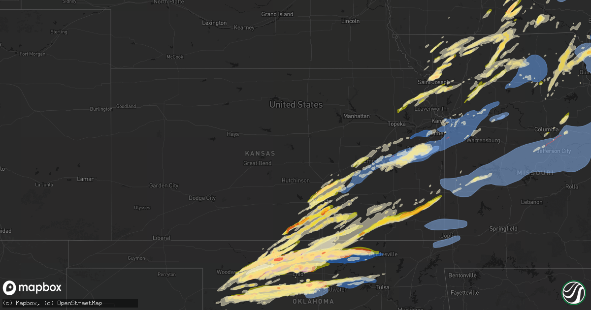 Hail map in Kansas on April 17, 2026