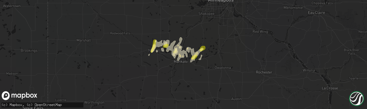 Hail map in Kasota, MN on April 17, 2026