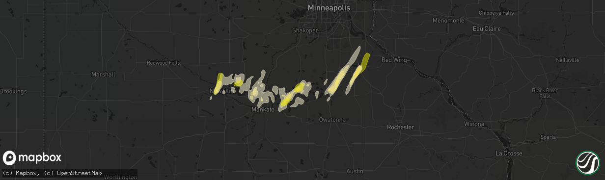 Hail map in Kilkenny, MN on April 17, 2026