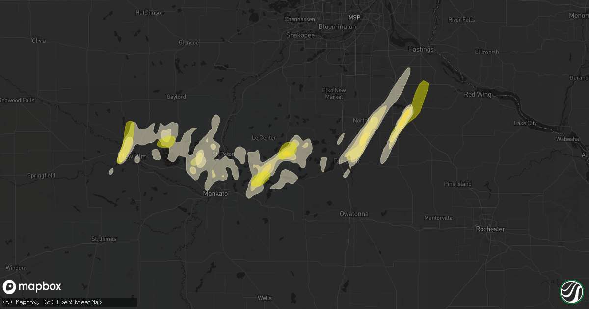 Hail map in Kilkenny, MN on April 17, 2026
