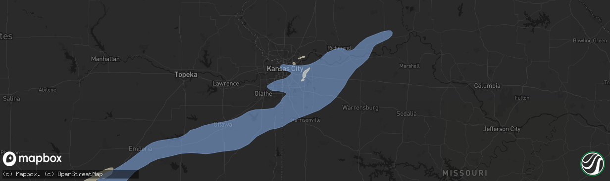 Hail map in Lees Summit, MO on April 17, 2026