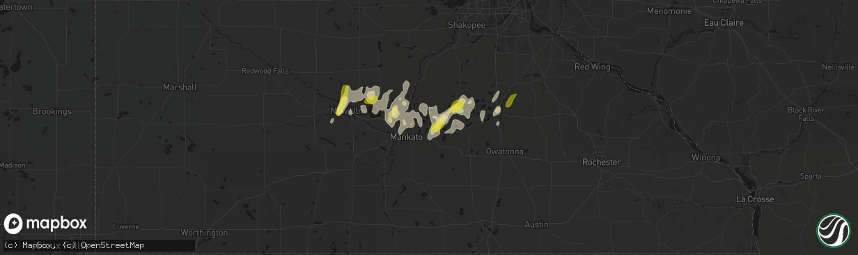 Hail map in Madison Lake, MN on April 17, 2026