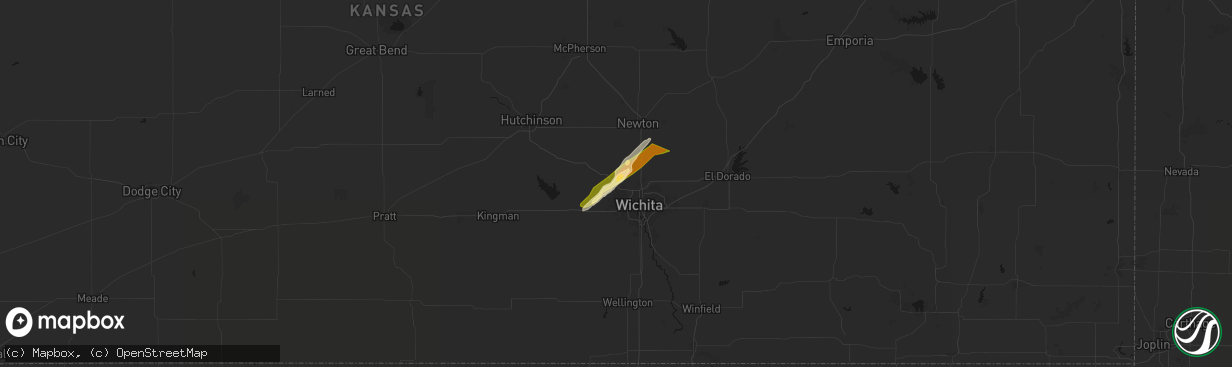 Hail map in Maize, KS on April 17, 2026