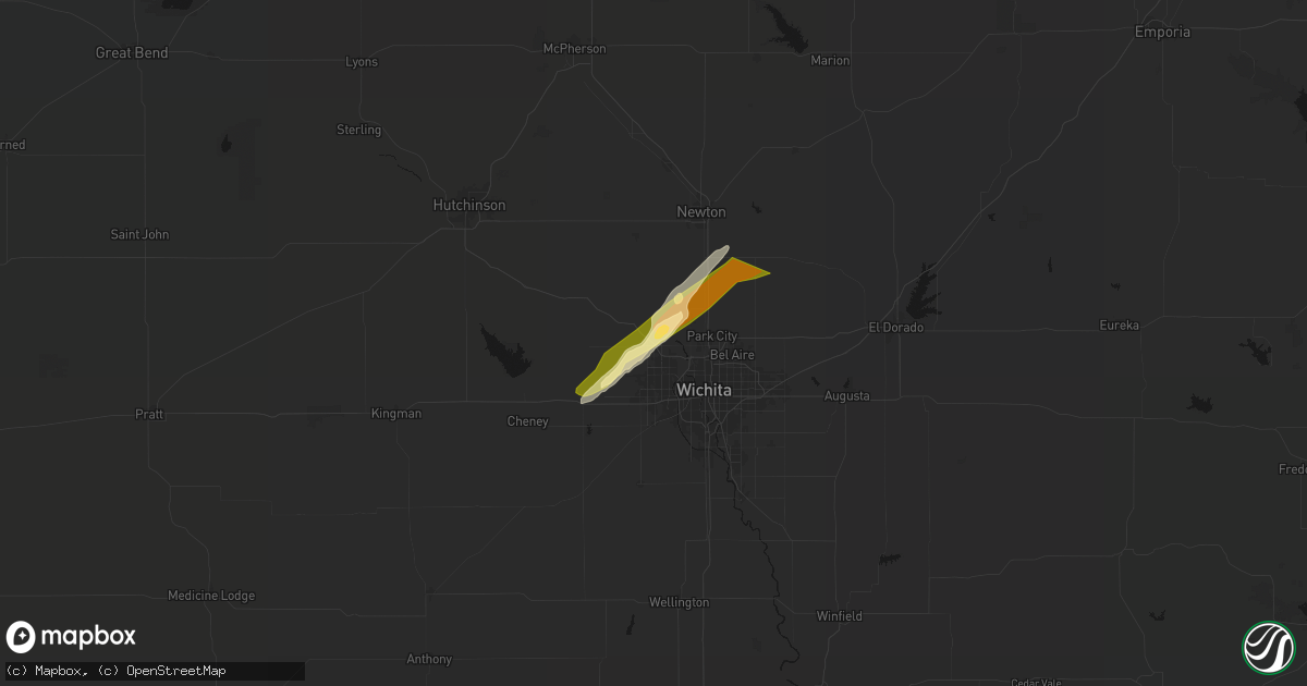 Hail map in Maize, KS on April 17, 2026