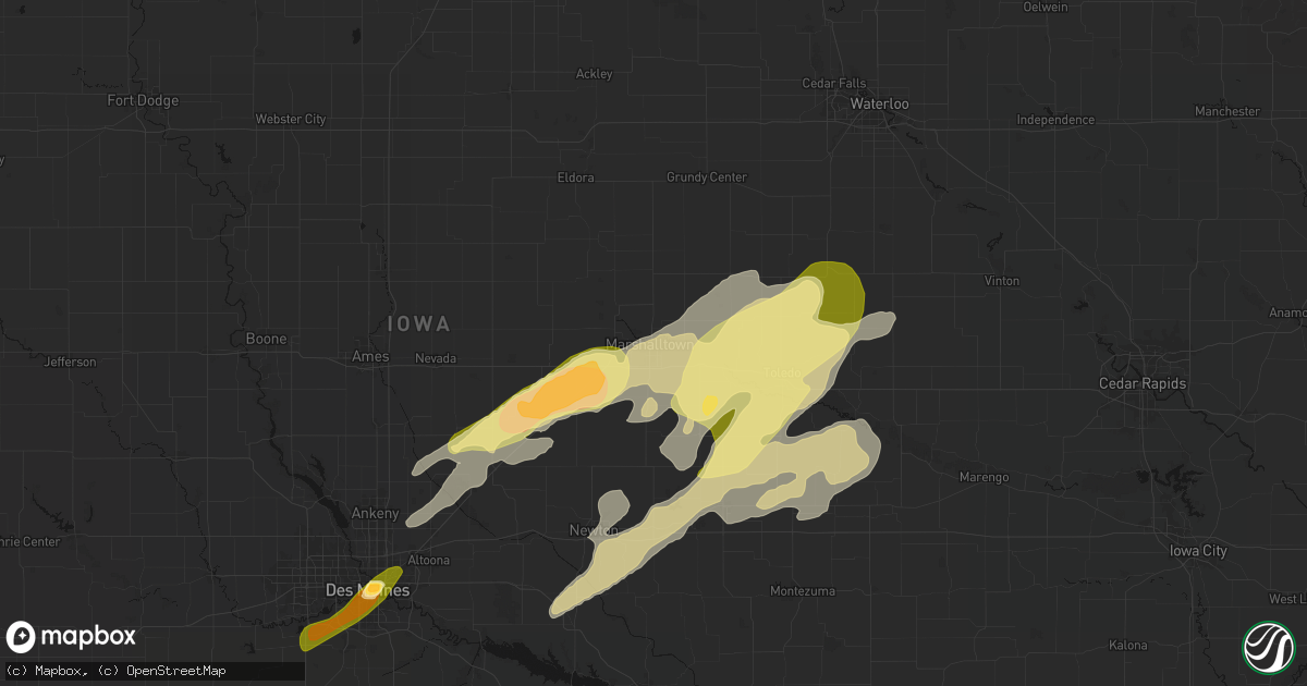 Hail map in Marshalltown, IA on April 17, 2026