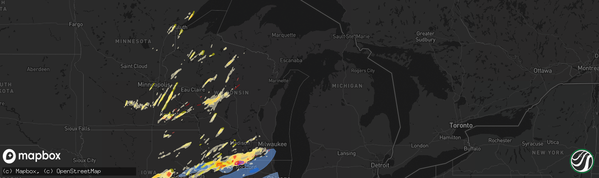 Hail map in Michigan on April 17, 2026