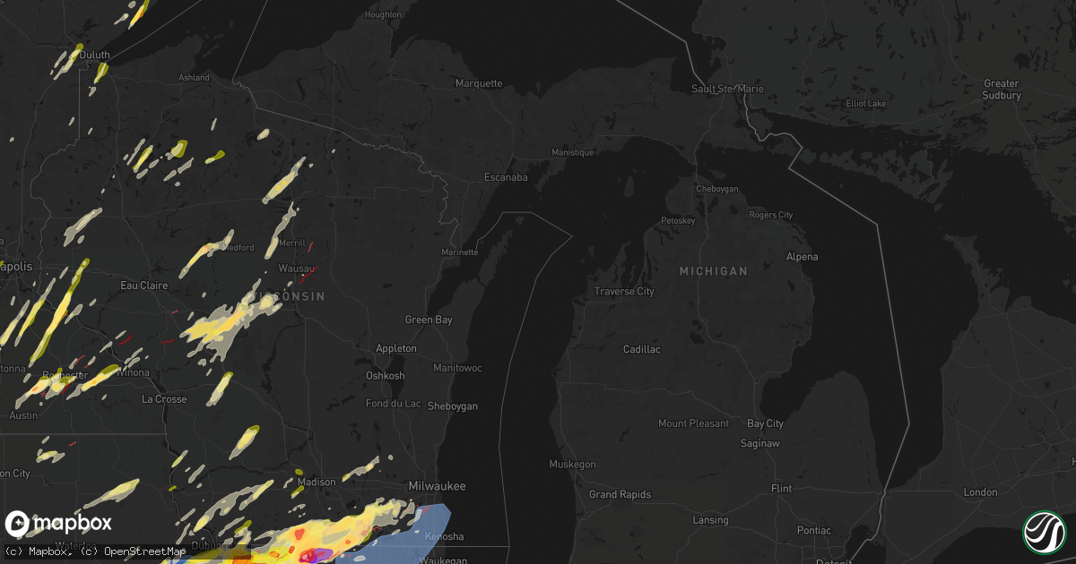 Hail map in Michigan on April 17, 2026