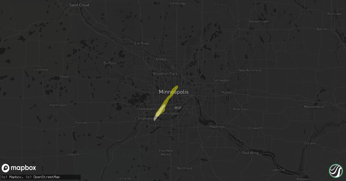 Hail map in Minneapolis, MN on April 17, 2026
