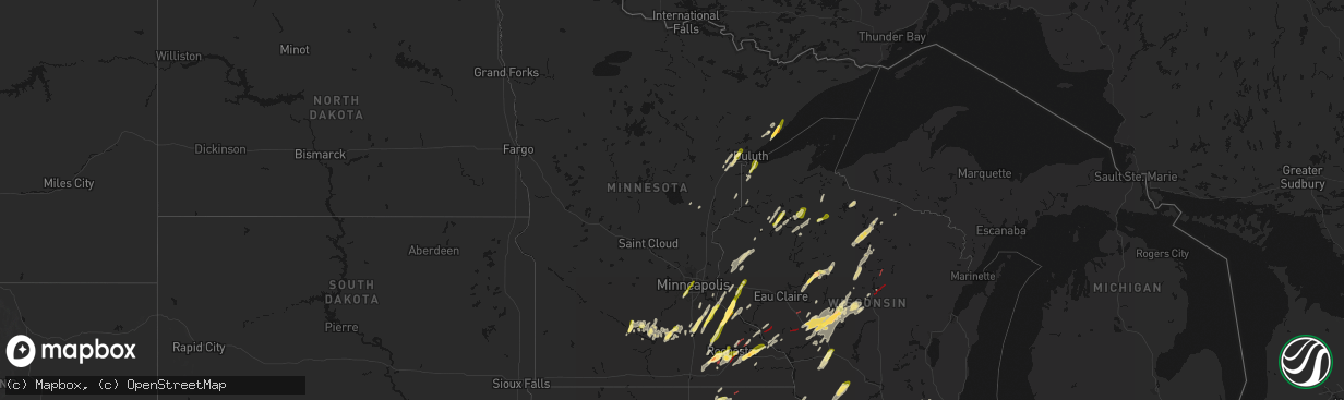 Hail map in Minnesota on April 17, 2026