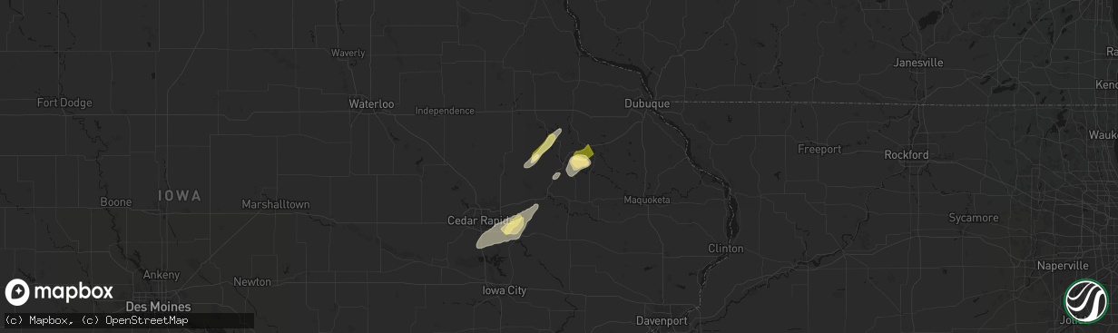Hail map in Monticello, IA on April 17, 2026
