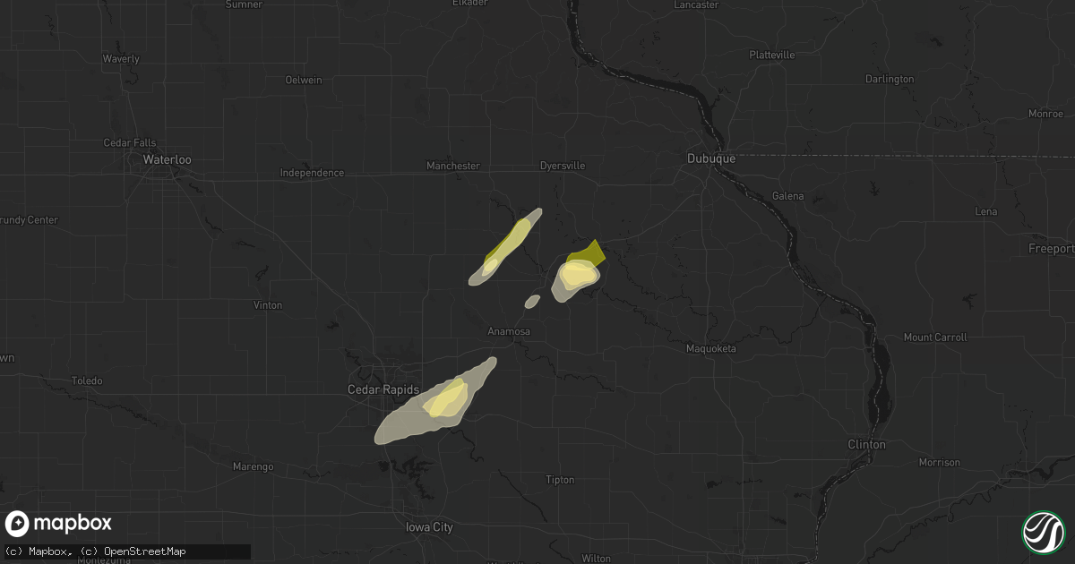 Hail map in Monticello, IA on April 17, 2026