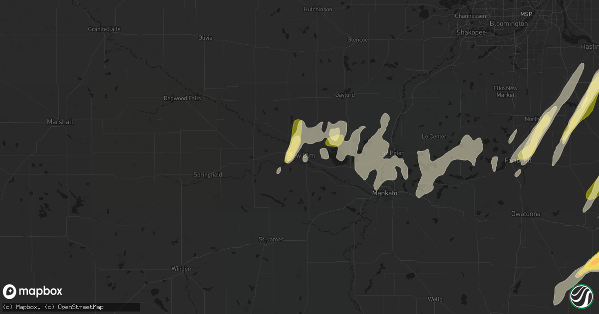 Hail map in New Ulm, MN on April 17, 2026