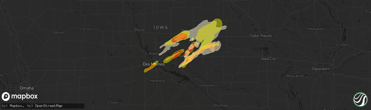 Hail map in Newton, IA on April 17, 2026