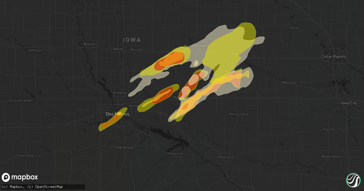 Hail map in Newton, IA on April 17, 2026
