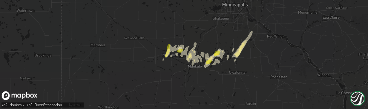 Hail map in Nicollet, MN on April 17, 2026