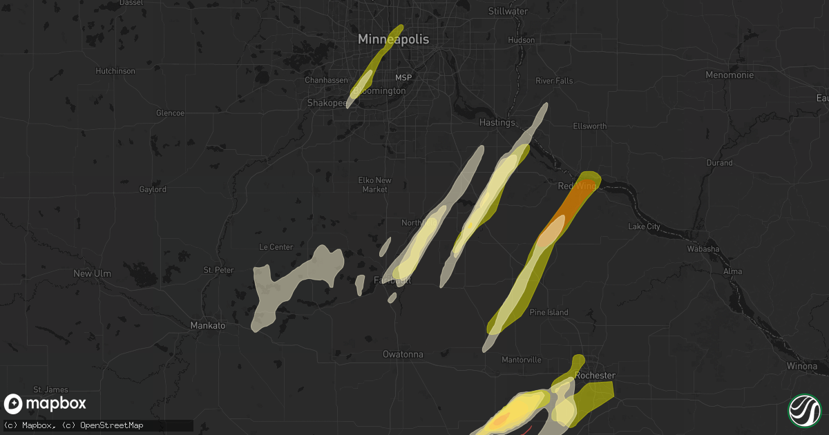 Hail map in Northfield, MN on April 17, 2026