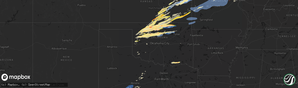 Hail map in Oklahoma on April 17, 2026