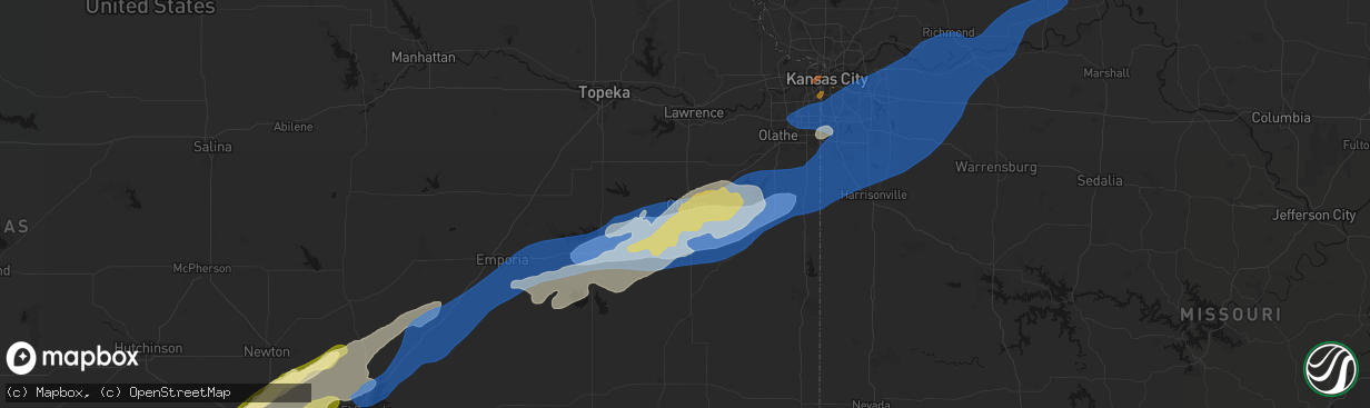 Hail map in Ottawa, KS on April 17, 2026