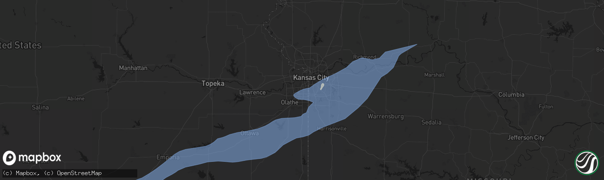 Hail map in Overland Park, KS on April 17, 2026