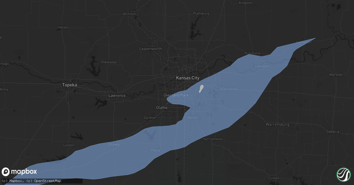 Hail map in Overland Park, KS on April 17, 2026