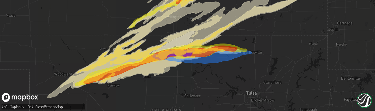 Hail map in Ponca City, OK on April 17, 2026