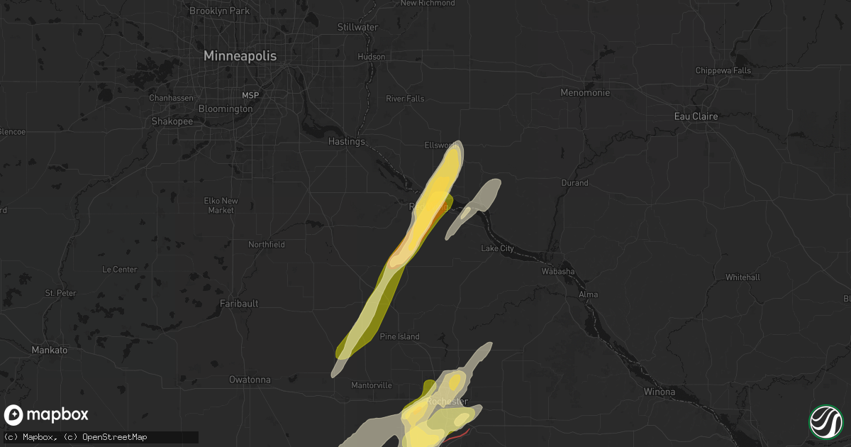 Hail map in Red Wing, MN on April 17, 2026