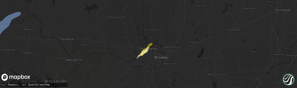 Hail map in Saint Charles, MO on April 17, 2026